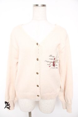 画像1: axes femme / ディテクティブ刺繍ニットカーディガン F 生成り Y-25-12-23-022-AX-TO-SZ-ZY