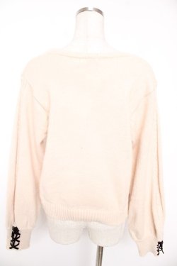 画像2: axes femme / ディテクティブ刺繍ニットカーディガン F 生成り Y-25-12-23-022-AX-TO-SZ-ZY