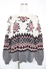 画像1: axes femme NOSTALGIE / 薔薇柄ニット  グレー Y-25-12-23-025-AX-TO-SZ-ZT609 (1)