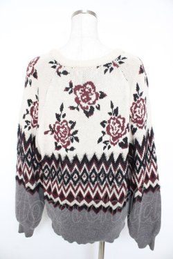 画像2: axes femme NOSTALGIE / 薔薇柄ニット  グレー Y-25-12-23-025-AX-TO-SZ-ZY