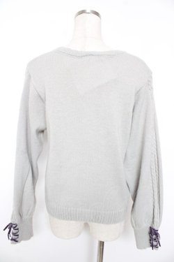 画像2: axes femme / ディテクティブ刺繍ニットカーディガン F グレー Y-25-12-23-026-AX-TO-SZ-ZY