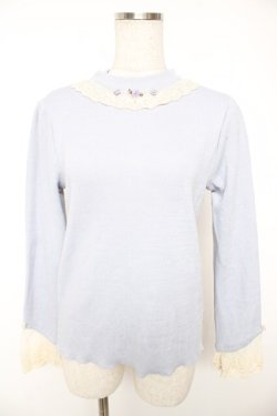 画像1: axes femme / バラモチーフカットプルオーバー M サックス Y-25-12-23-027-AX-TO-SZ-ZY