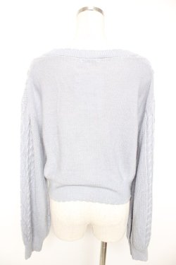 画像2: axes femme POETIQUE / ラメリボンカーディガン  サックス Y-25-12-23-028-AX-TO-SZ-ZY