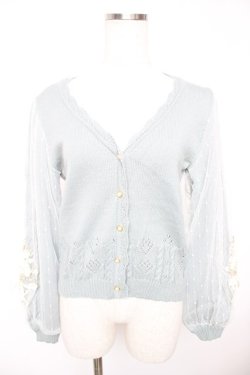 画像1: axes femme / ローズリボン刺繍ニットカーデ M ミント Y-25-12-23-030-AX-TO-SZ-ZY