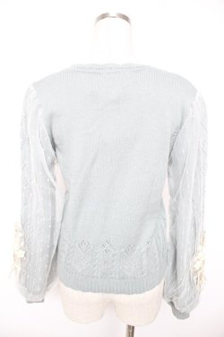 画像2: axes femme / ローズリボン刺繍ニットカーデ M ミント Y-25-12-23-030-AX-TO-SZ-ZY