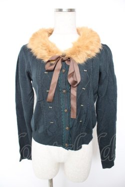 画像1: axes femme / ファー襟付きニットカーディガン M グリーン Y-25-12-23-031-AX-TO-SZ-ZY