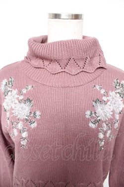 画像3: axes femme / フラワー刺繍タートルニット M ワイン Y-25-12-23-035-AX-TO-SZ-ZY