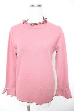 画像1: axes femme / 袖レース配色メローフリルプルオーバー F ピンク Y-25-12-23-036-AX-TO-SZ-ZS