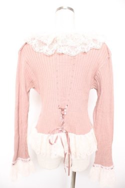 画像2: axes femme / レースフリルニットボレロ  ピンク Y-25-12-23-037-AX-TO-SZ-ZS