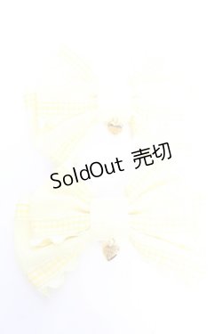 画像1: Angelic Pretty / CuteギンガムグログランリボンクリップSet  イエロー Y-25-12-25-048-AP-AC-SZ-ZY