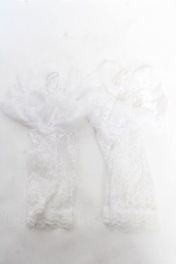 画像2: MARBLE / モチーフ付き指先ボリュームレースグローブ  ホワイト Y-25-12-25-073-GO-ZA-SZ-ZY