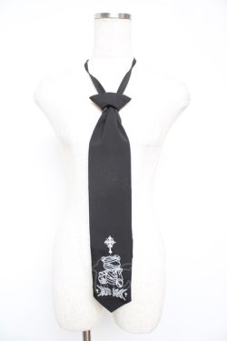 画像1: Amilige / Bandit Bear 刺繍ネクタイ  黒 Y-25-12-25-074-PU-ZA-SZ-ZY