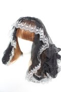 Moi-meme-Moitie / Rose Gardenレースベール&ケープ2Way  ブラック×ホワイト Y-25-12-25-087-MO-AC-SZ-ZY