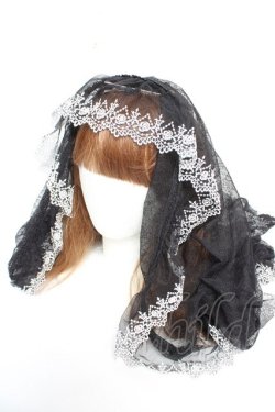 画像1: Moi-meme-Moitie / Rose Gardenレースベール&ケープ2Way  ブラック×ホワイト Y-25-12-25-087-MO-AC-SZ-ZY