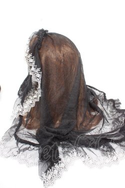 画像2: Moi-meme-Moitie / Rose Gardenレースベール&ケープ2Way  ブラック×ホワイト Y-25-12-25-087-MO-AC-SZ-ZY