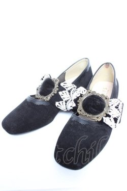 画像1: axes femme / ベロアリボンバレエシューズ L 黒 Y-25-12-25-096-AX-SH-SZ-ZY