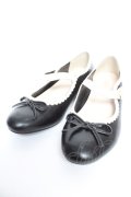 axes femme POETIQUE / リボン付きフラットパンプス L 黒 Y-25-12-25-098-AX-SH-SZ-ZY