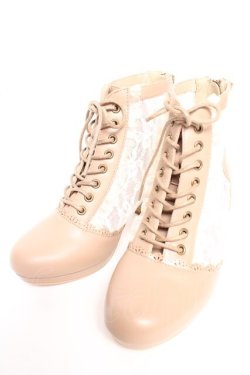 画像1: axes femme / チュールレースアップブーツ M ベージュ Y-25-12-25-102-AX-SH-SZ-ZY