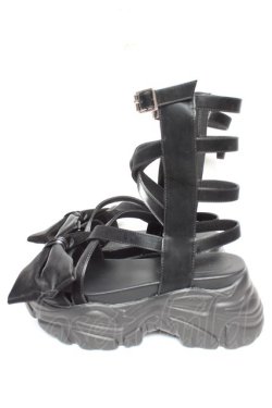 画像2: Fickle Bebe / リボンレースアップサンダル L 黒 Y-25-12-25-103-0-SH-SZ-ZY