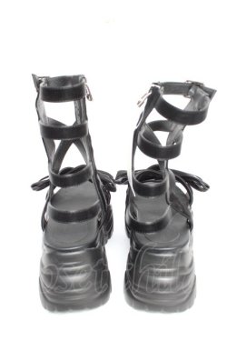 画像3: Fickle Bebe / リボンレースアップサンダル L 黒 Y-25-12-25-103-0-SH-SZ-ZY