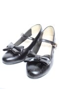 axes femme kawaii / ローヒールリボンパンプス L 黒 Y-25-12-25-104-AX-SH-SZ-ZY