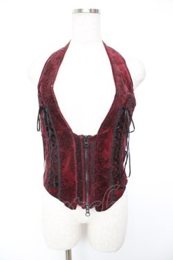 画像1: Ozz Croce / レースプリントコーデュロイビスチェ  赤 Y-25-12-25-106-OO-TO-SZ-ZY