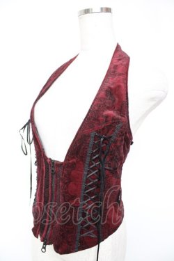 画像3: Ozz Croce / レースプリントコーデュロイビスチェ  赤 Y-25-12-25-106-OO-TO-SZ-ZY