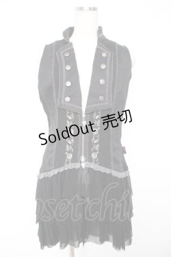 画像1: Ozz Croce / 薔薇刺繍フリルベスト  黒 Y-25-12-25-107-OO-JA-SZ-ZS