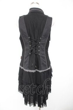 画像2: Ozz Croce / 薔薇刺繍フリルベスト  黒 Y-25-12-25-107-OO-JA-SZ-ZY
