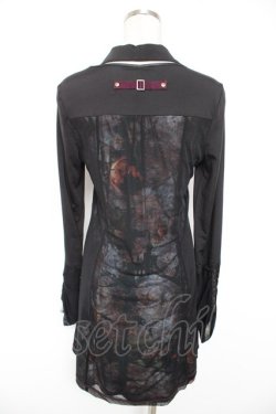 画像2: Ozz Croce / 衿付レイヤードロングトップス  黒 Y-25-12-25-108-OO-TO-SZ-ZY