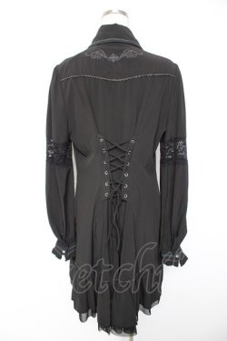 画像2: Ozz Croce / レースフリルシャツワンピース  黒 Y-25-12-25-109-OO-OP-SZ-ZY