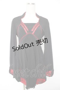 Ozz oneste / 刺繍入りチャイナワンピース  黒×赤 Y-25-12-25-110-OO-OP-SZ-ZY