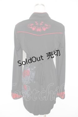 画像2: Ozz oneste / 刺繍入りチャイナワンピース  黒×赤 Y-25-12-25-110-OO-OP-SZ-ZY