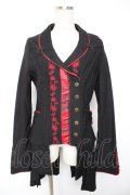 Ozz oneste / ジャガード×刺繍チャイナボタンジャケット  黒×赤 Y-25-12-25-113-OO-JA-SZ-ZY