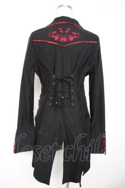 画像2: Ozz oneste / ジャガード×刺繍チャイナボタンジャケット  黒×赤 Y-25-12-25-113-OO-JA-SZ-ZY