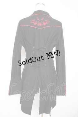 画像2: Ozz oneste / ジャガード×刺繍チャイナボタンジャケット  黒×赤 Y-25-12-25-113-OO-JA-SZ-ZS