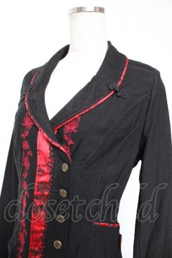 画像3: Ozz oneste / ジャガード×刺繍チャイナボタンジャケット  黒×赤 Y-25-12-25-113-OO-JA-SZ-ZY