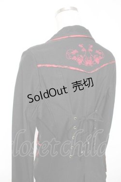 画像4: Ozz oneste / ジャガード×刺繍チャイナボタンジャケット  黒×赤 Y-25-12-25-113-OO-JA-SZ-ZS