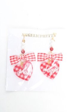 画像1: Angelic Pretty / Lovelyギンガムイヤリング  レッド Y-25-12-25-014-AP-AC-SZ-ZY