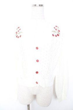 画像1: axes femme POETIQUE / チェリー刺繍ニットカーディガン M 生成り Y-25-12-25-120-AX-TO-SZ-ZY