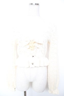 画像1: axes femme kawaii / クマブローチニットボレロ M 生成り Y-25-12-25-122-AX-TO-SZ-ZY