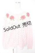 PINK HOUSE / バラ編み胸ロークニットカーディガン F ピンク Y-25-12-25-127-LO-TO-SZ-ZY