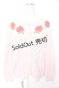 PINK HOUSE / バラ編み胸ロークニットカーディガン F ピンク Y-25-12-25-127-LO-TO-SZ-ZY