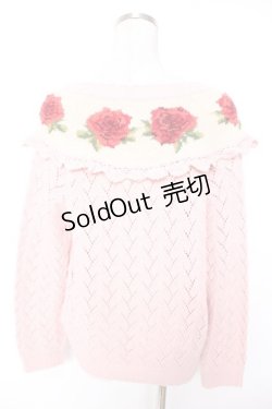 画像2: PINK HOUSE / バラ編み胸ロークニットカーディガン F ピンク Y-25-12-25-127-LO-TO-SZ-ZY