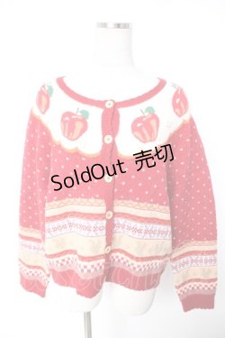 画像1: PINK HOUSE / アップルブロッサムモチーフニットカーディガン F 赤 Y-25-12-25-128-LO-TO-SZ-ZY