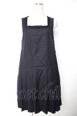 画像1: Jane Marple / ベルベットトリミングのジャンパースカート M 紺 Y-25-12-25-134-JM-OP-SZ-ZY