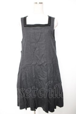 画像1: Jane Marple / ベルベットトリミングのジャンパースカート M 黒 Y-25-12-25-135-JM-OP-SZ-ZY