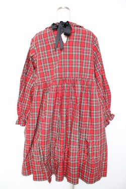 画像2: HEIHEI / ワッペンチェックワイドワンピース  赤 Y-25-12-25-150-PU-OP-SZ-ZY