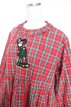 画像3: HEIHEI / ワッペンチェックワイドワンピース  赤 Y-25-12-25-150-PU-OP-SZ-ZY