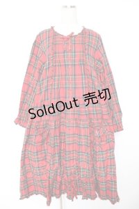 PINK HOUSE / シャギー起毛タータンチェックミディワンピース F 赤 Y-25-12-25-151-LO-OP-SZ-ZY